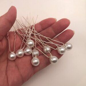 New__ Set of 10 __ Pearl U-shape Hair Pins__ 10mm